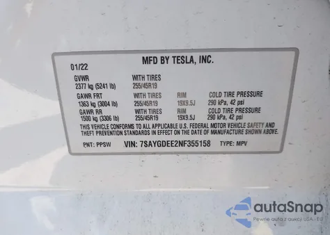 2022 Tesla Model Y Long Range Dual Motor All-Wheel Drive из США, поврежденный, VIN 7SAYGDEE2NF355158